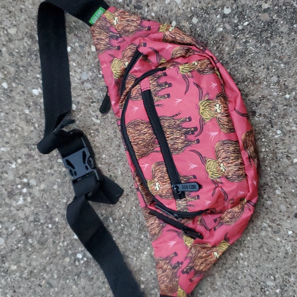 Eco Chic Hyland Shetland Cow Fanny Pack with Pockets Adjustable Strap